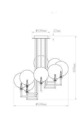 Светильник потолочный 6 плафонов (золотой) K2KG01P-8G