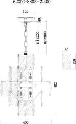 Люстра со стеклянными кристаллами 62GDG-8805-400