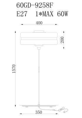 Торшер металлический с белым стеклом 60GD-9258F